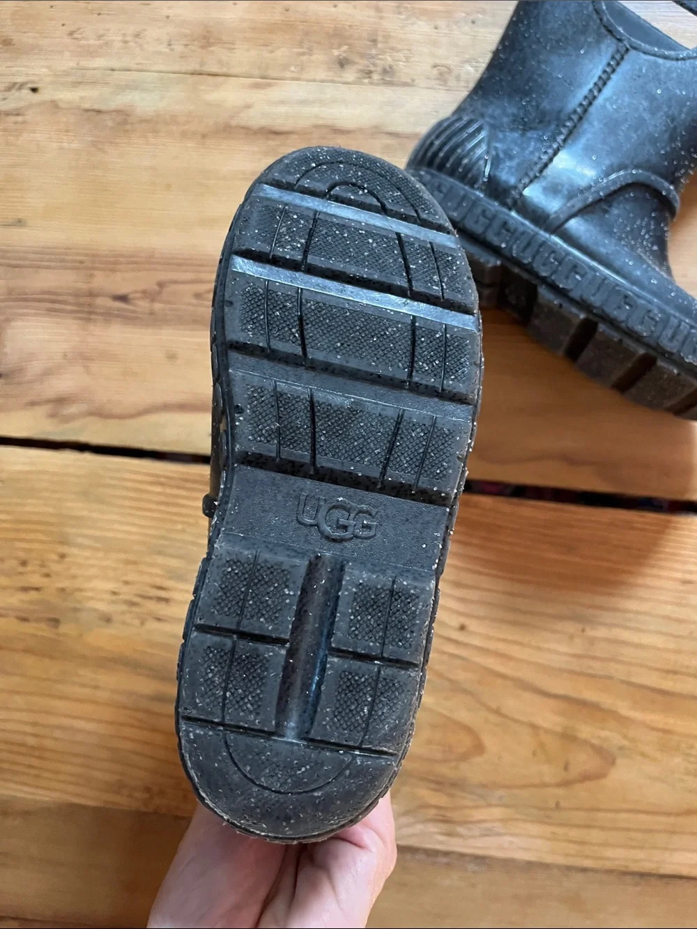 UGG Toddler 12 Gray Gray Glitter Drizlita Rain Boot Short Rubber